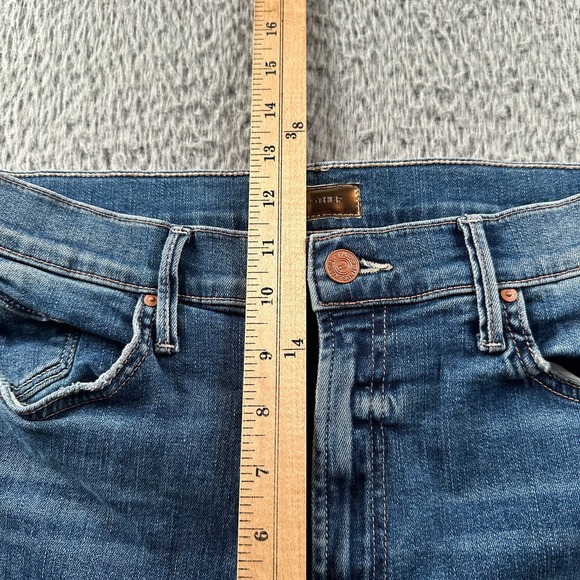 MOTHER Jeans Womens 32 Insider Crop Step Crew Distressed Raw Hem High Rise Blue - Picture 6 of 15